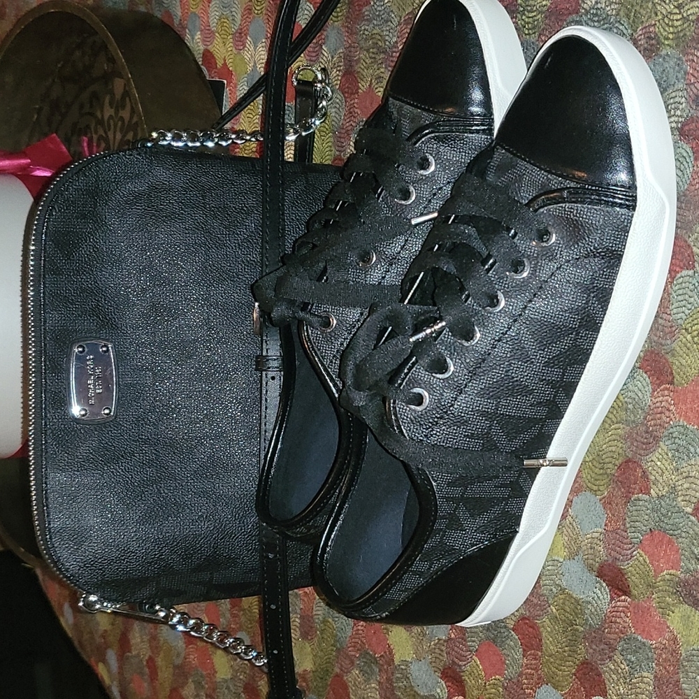 Black signature crossbody & sneakers like new only used once